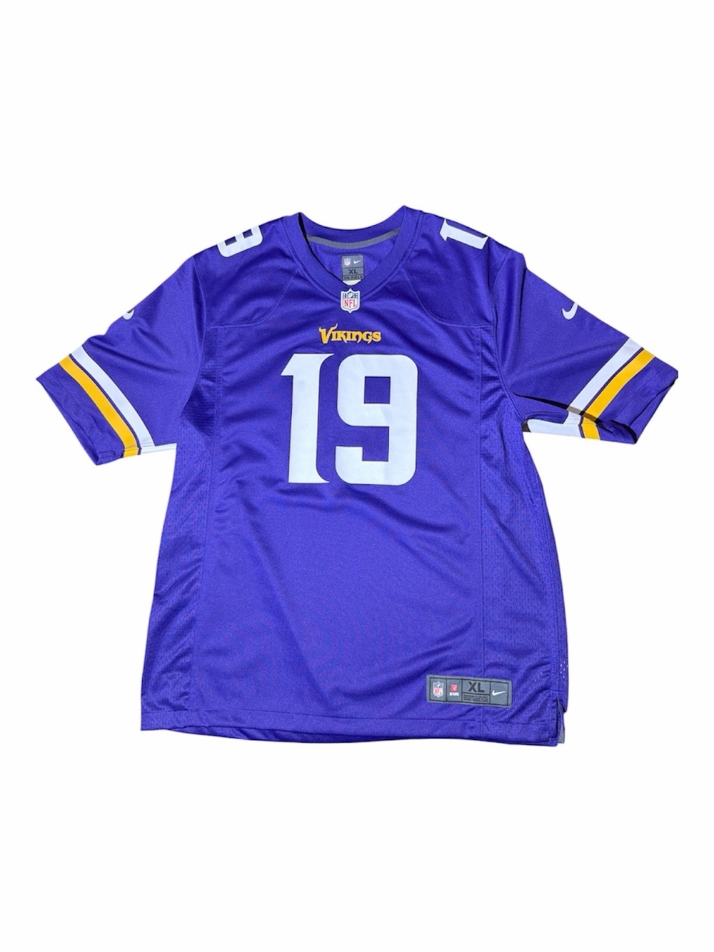 Nike Purple Vikings #19 Football Jersey with White and Gold Accents